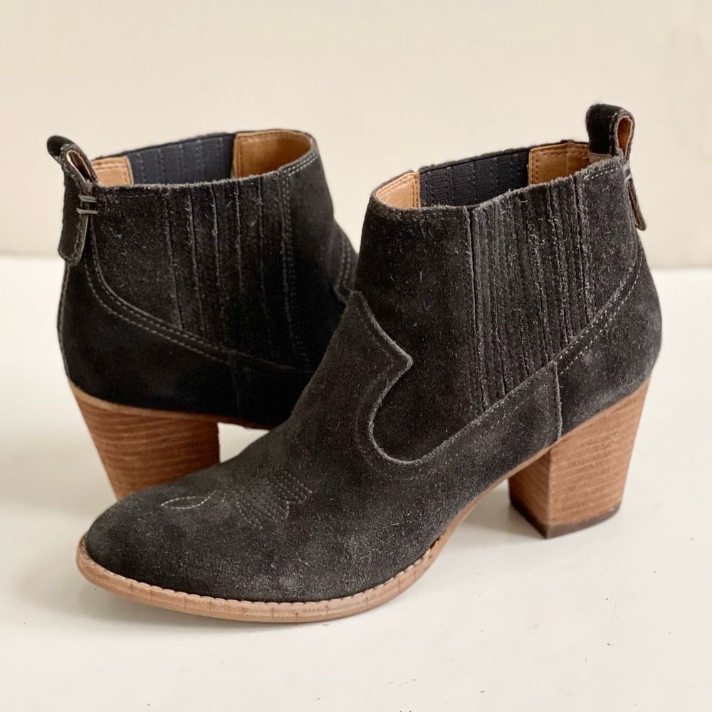 Dolce Vita Jones Suede Booties 8.5 Western Stitched Bohemian Neutral Casual Grey - Picture 12 of 12